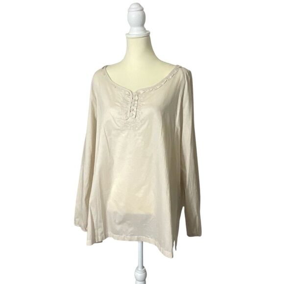 Bit & Bridle 100% Cotton Lightweight Striped Peasant Tunic Top Women's Size 1X - Picture 1 of 16